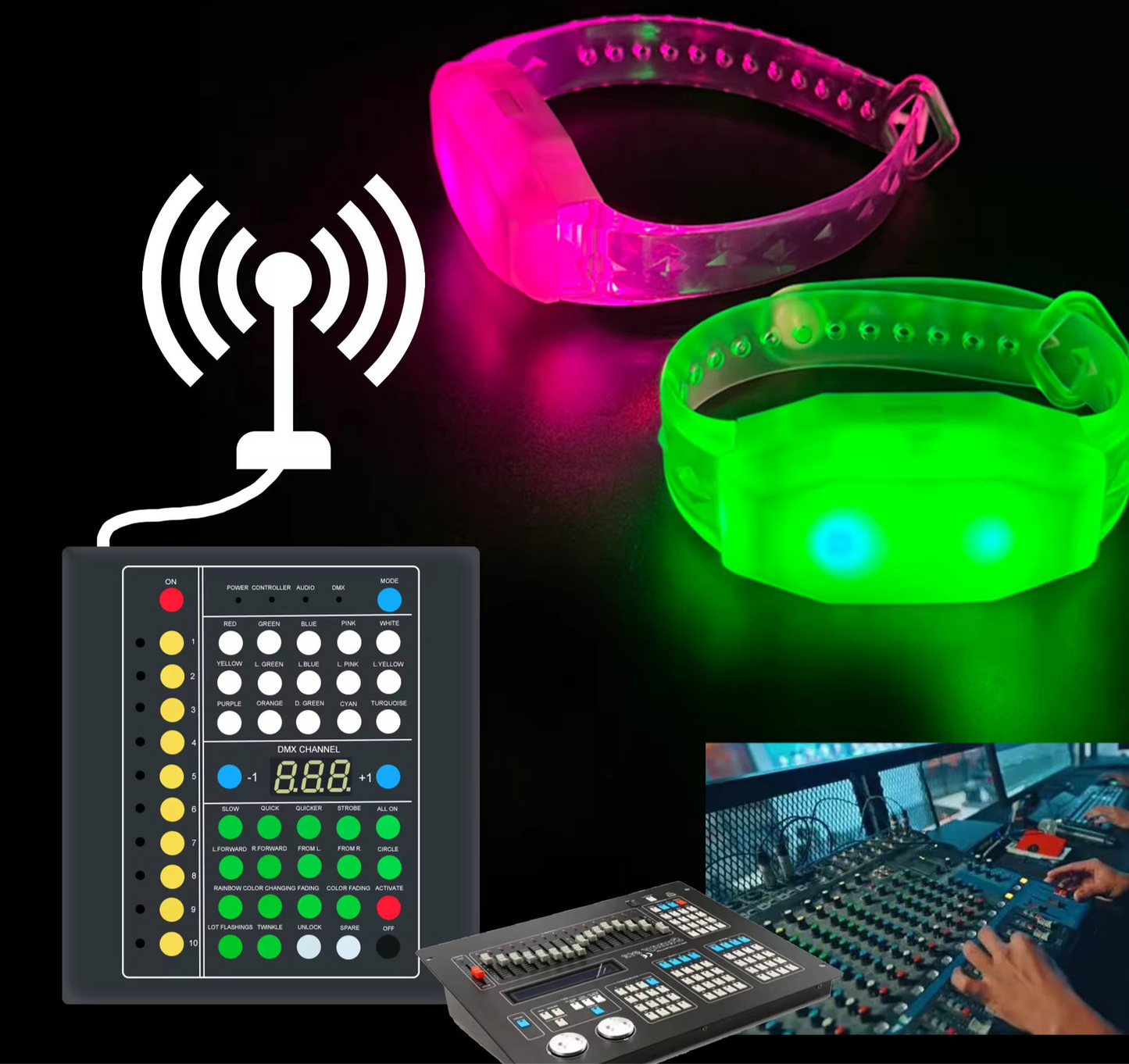 Pack of 100 Coldplay inspired LED Wristbands with Controller – Multi-Color Effects for Events & Concerts
