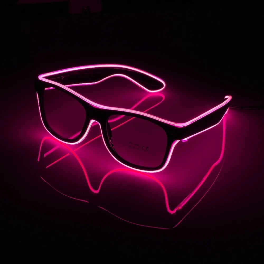 2 pcs dark frame transparent LED goggles (wired)