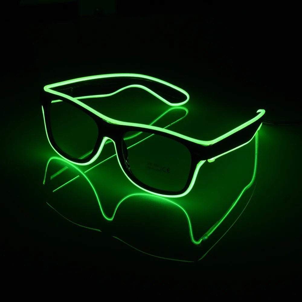 2 pcs dark frame transparent LED goggles (wired)