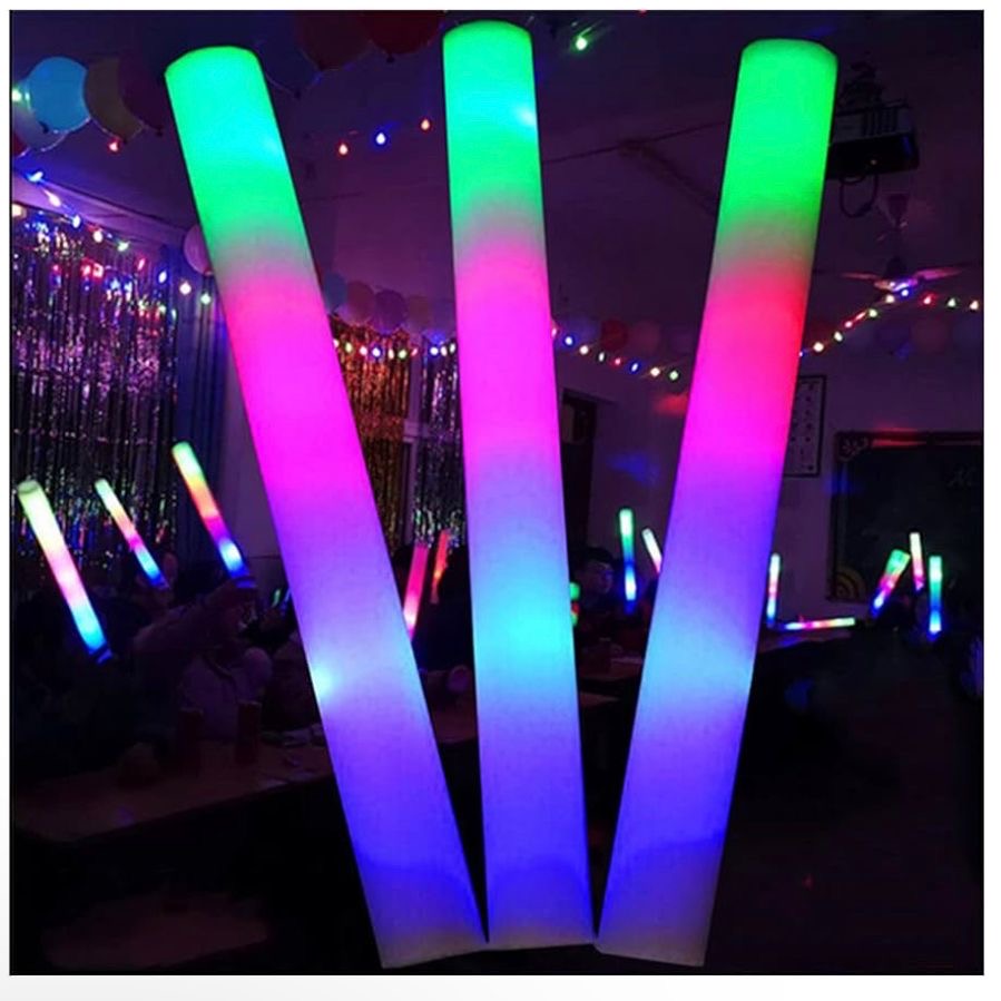 Pack of 50 LED Foam Glow Sticks – Light-Up Batons for Parties & Events