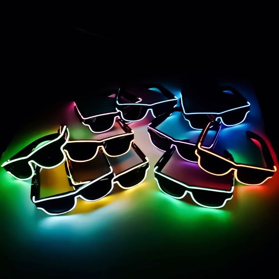 2 pcs dark frame transparent LED goggles (wired)