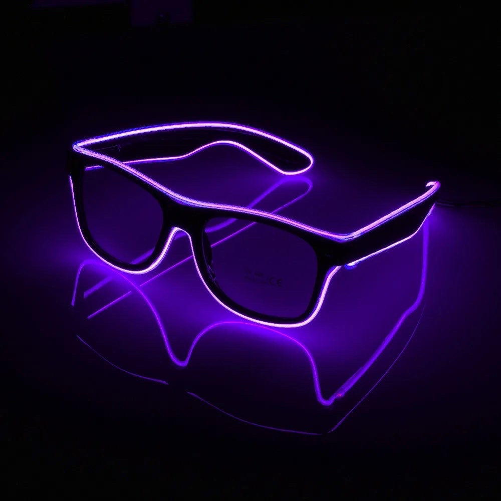 2 pcs dark frame transparent LED goggles (wired)