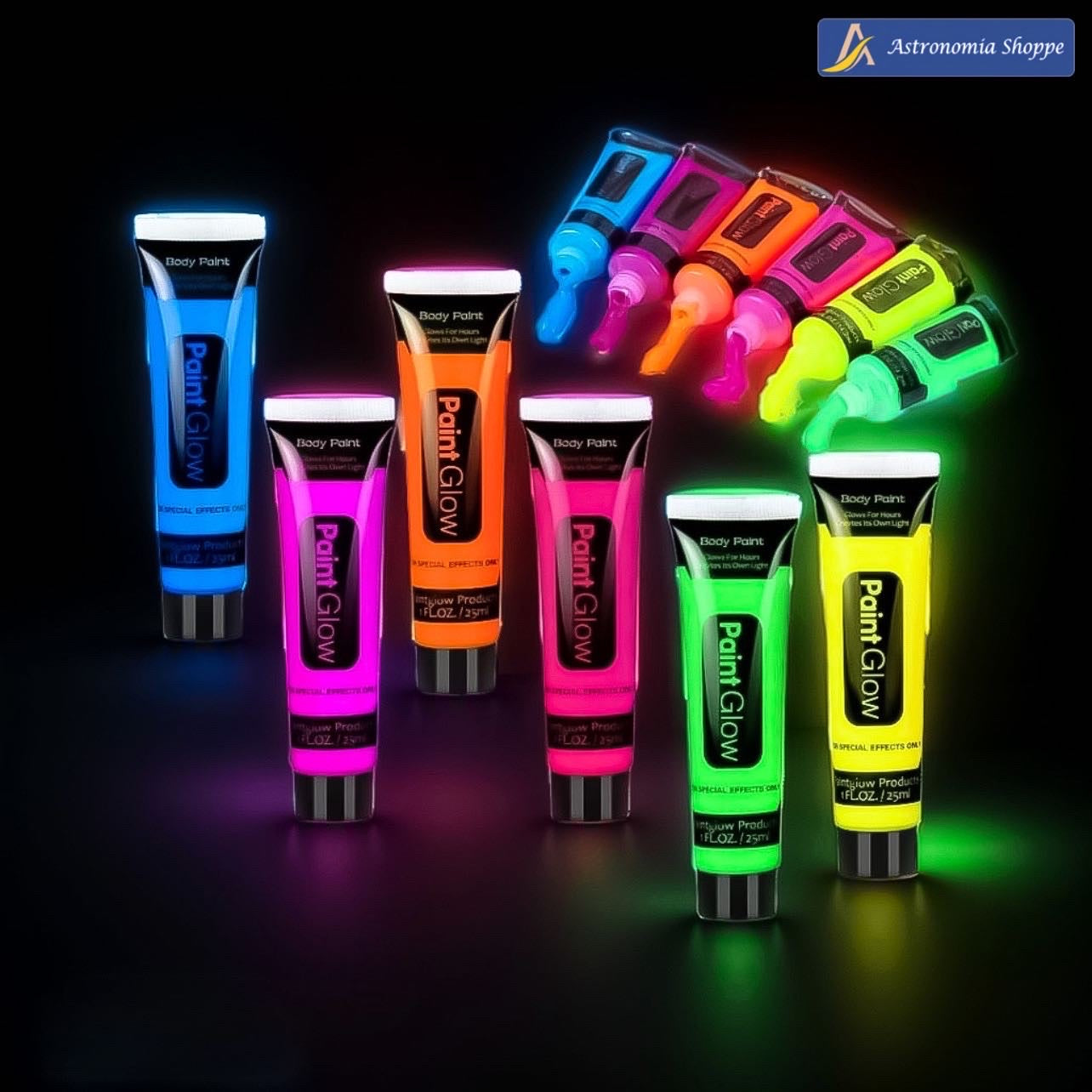 Pack of 24 bottles- neon uv paint (glows under UV light only)