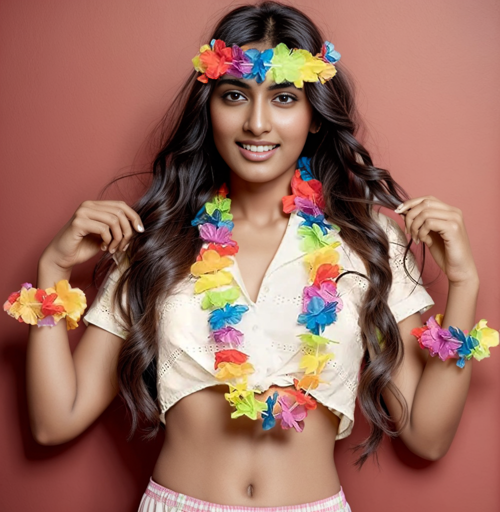 Pack of 50 hawaii sets (each set contains 1 garland, 1 headband, 2 wristbands)