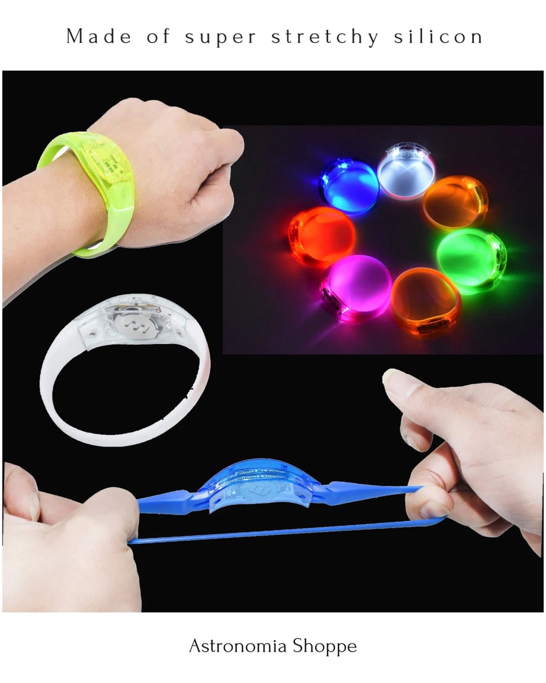 100 pcs Sound activated wristbands