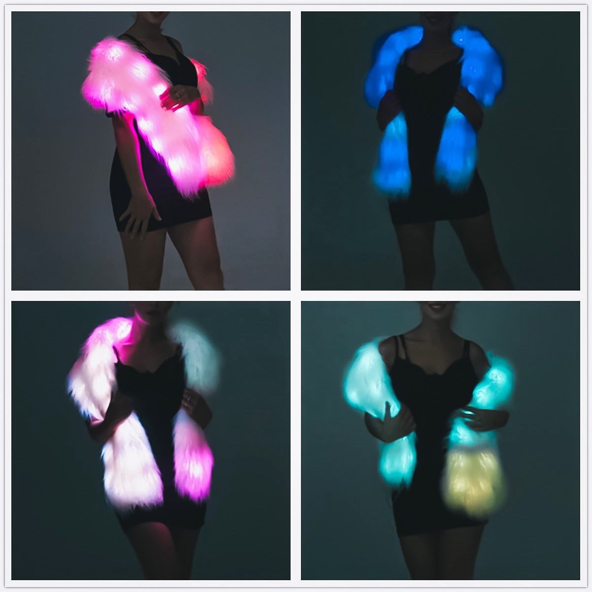 Premium quality LED faux fur sash- remote controlled with 9 colours and 28 effects