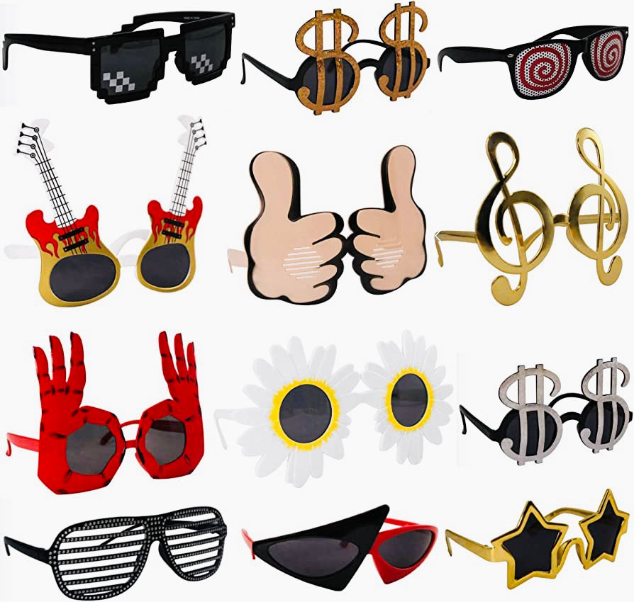 funky goggles Pack of 12 different funky party goggles