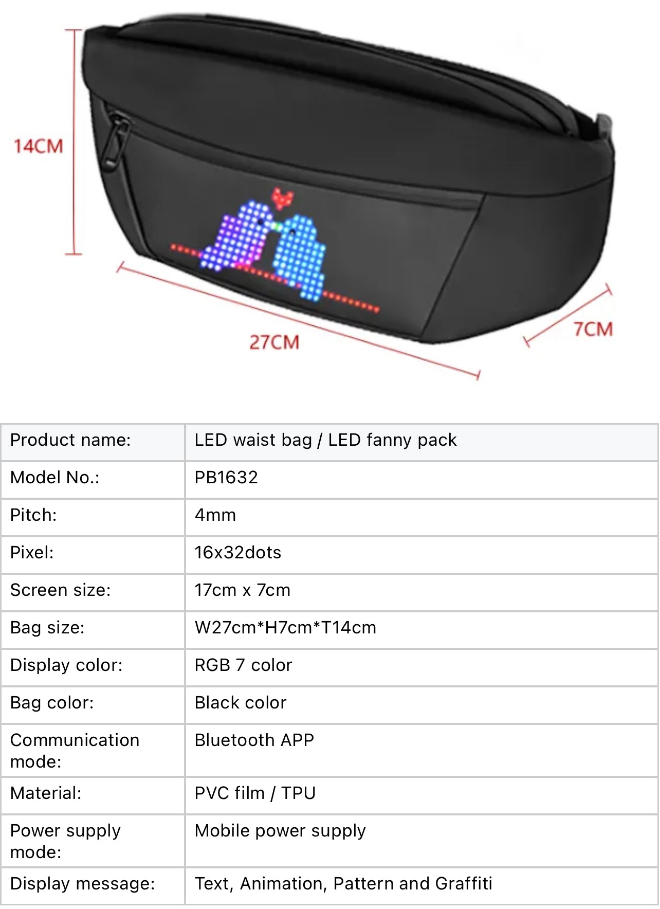 App controlled Astronomia LED fanny pack