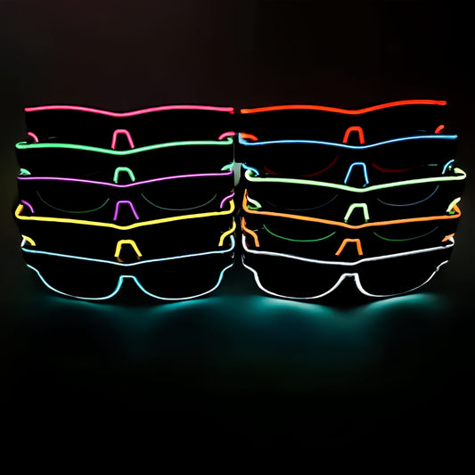 2 pcs dark frame transparent LED goggles (wired)